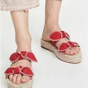 Loeffler Randall Daisy Two Bow Espadrille Sandal in Bright Red - Size 39